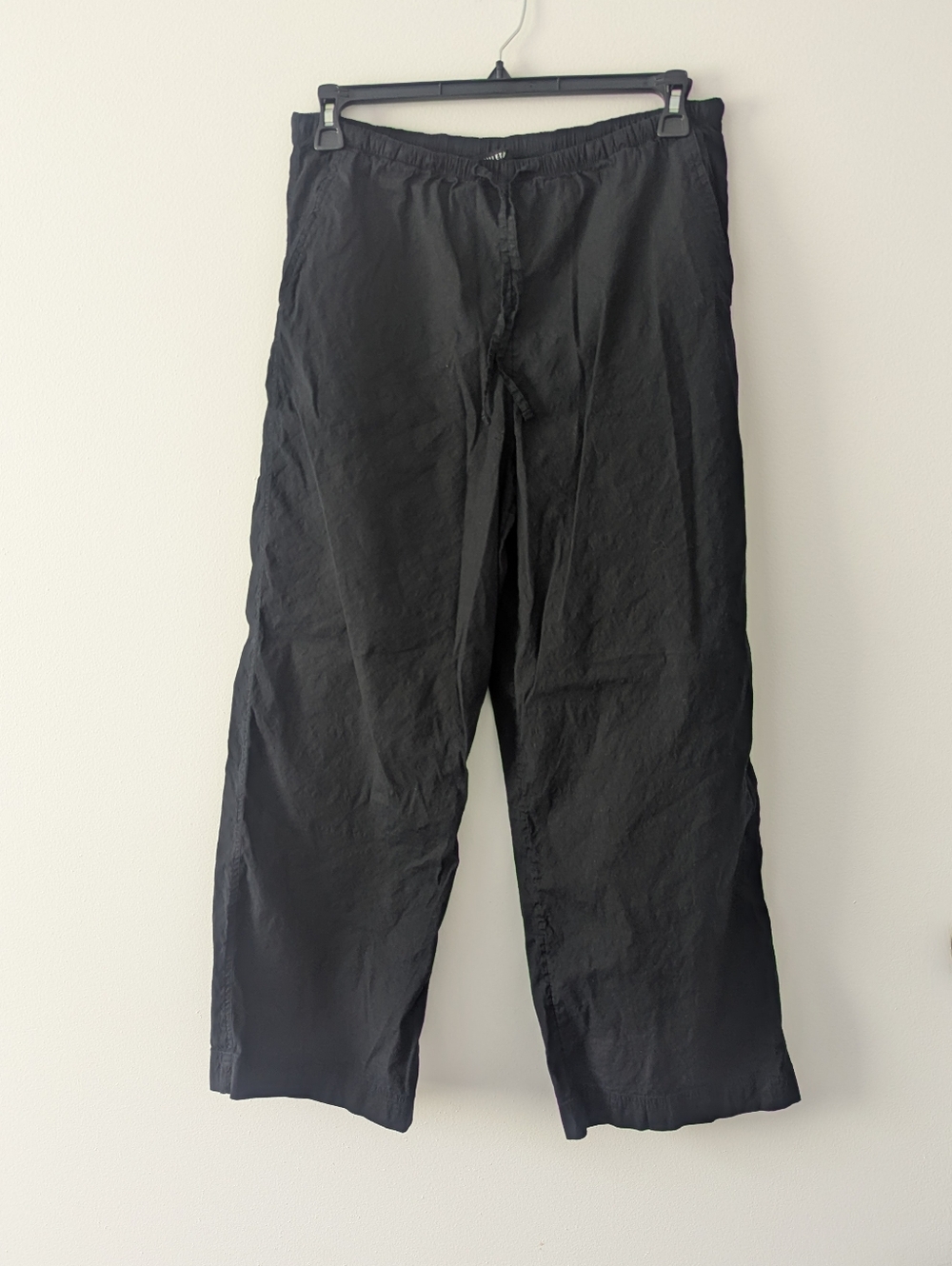 Athleta Paradise Wide Leg Black Pants Size Medium Linen Blend Granola Girl